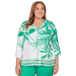 Plus Size Alfred Dunner Resort Living V Neck Artisan Leaf Blouse - image 1