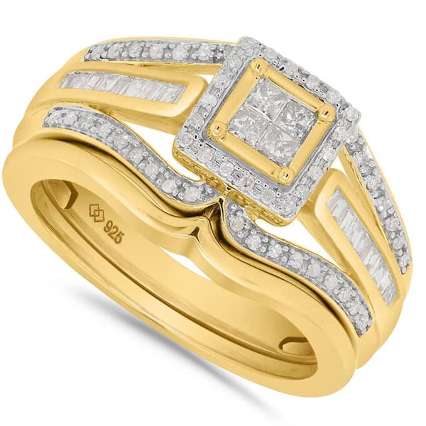 Gold Over Silver 1/2ctw. Diamond Bridal Set