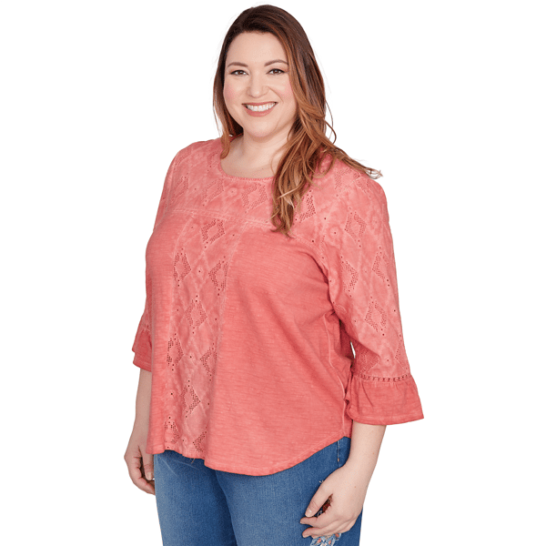 Plus Size Alfred Dunner El Paso Diamond Textured Spliced Blouse