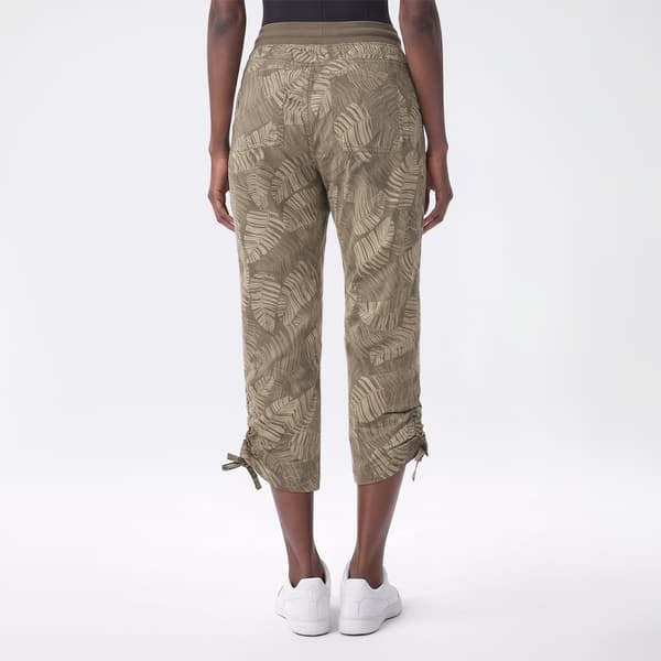 Petite da-sh Tropical Leaf Drawstring Waistband Side Ties Capris