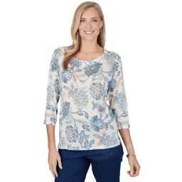 Womens Alfred Dunner Ann Arbor 3/4 Sleeve Floral Blouse