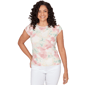 Petite Emaline Key Items Cap Sleeve Abstract Watercolor Blouse - image 1