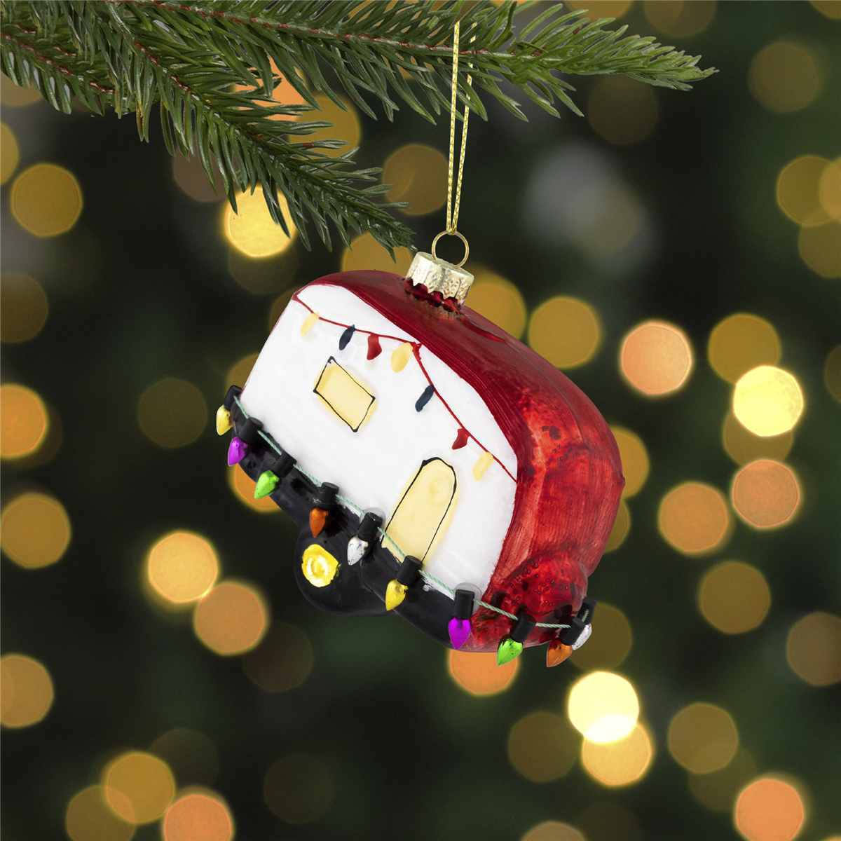 Northlight Decked Out Holiday Camper Glass Christmas Ornament