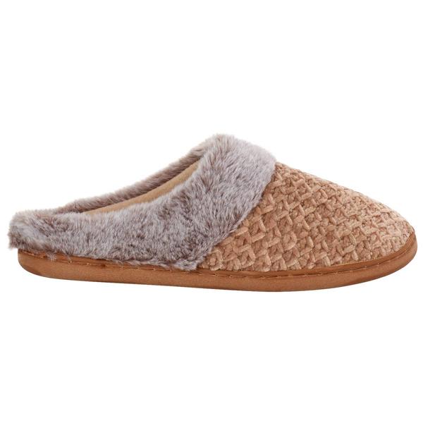 Womens Nanette Lepore Popcorn Knit Faux Fur Clog Slippers