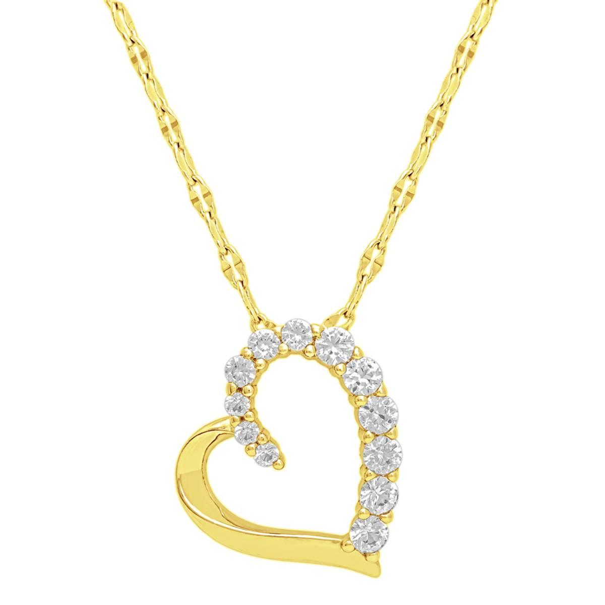 Gianni Argento Lab White Sapphire Open Heart Pendant Necklace