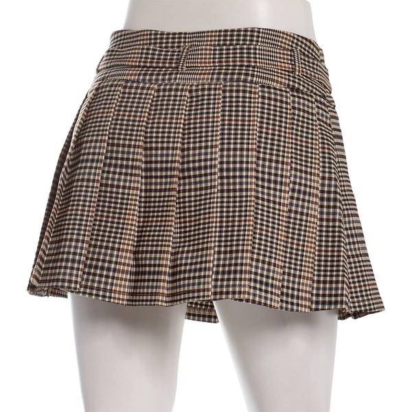 Juniors Zoe & Phoebe Plaid Pleat Millennium Skort w/ Skinny Belt