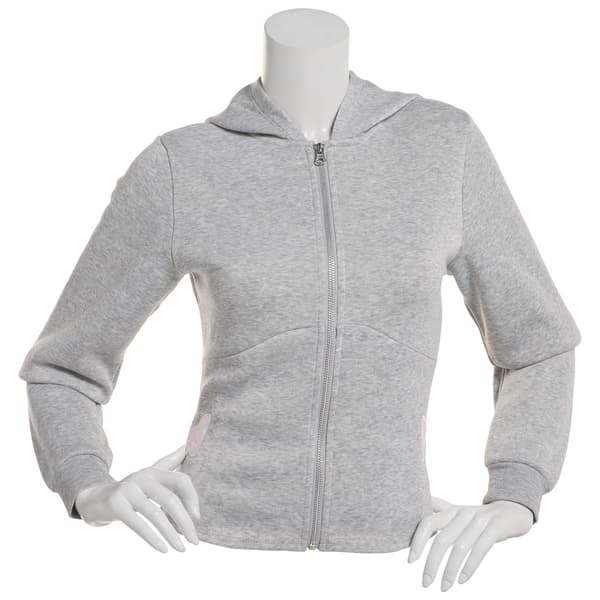 Juniors Derek Heart Side Slit & Bows Embroidered Zip Up Hoodie - image 