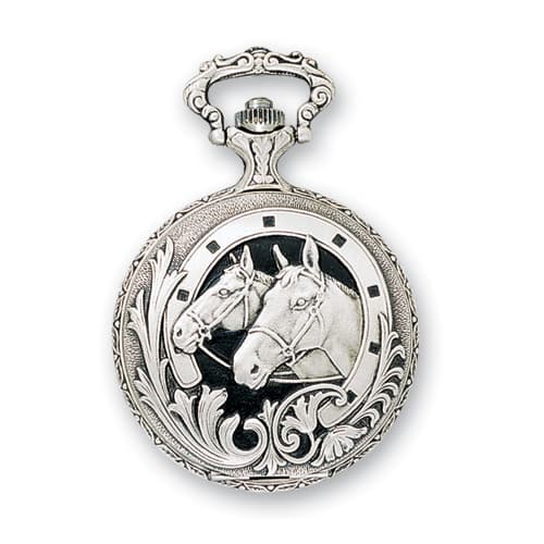 Mens Charles Hubert Anodized Finish Horses Pocket Watch