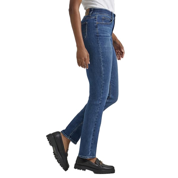 Petite Lee® Ultra Lux Mid Rise Comfort Straight Leg Jeans - Short