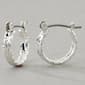 Design Collection Silver Tri-Textured Polished Hoop Earrings - image 1