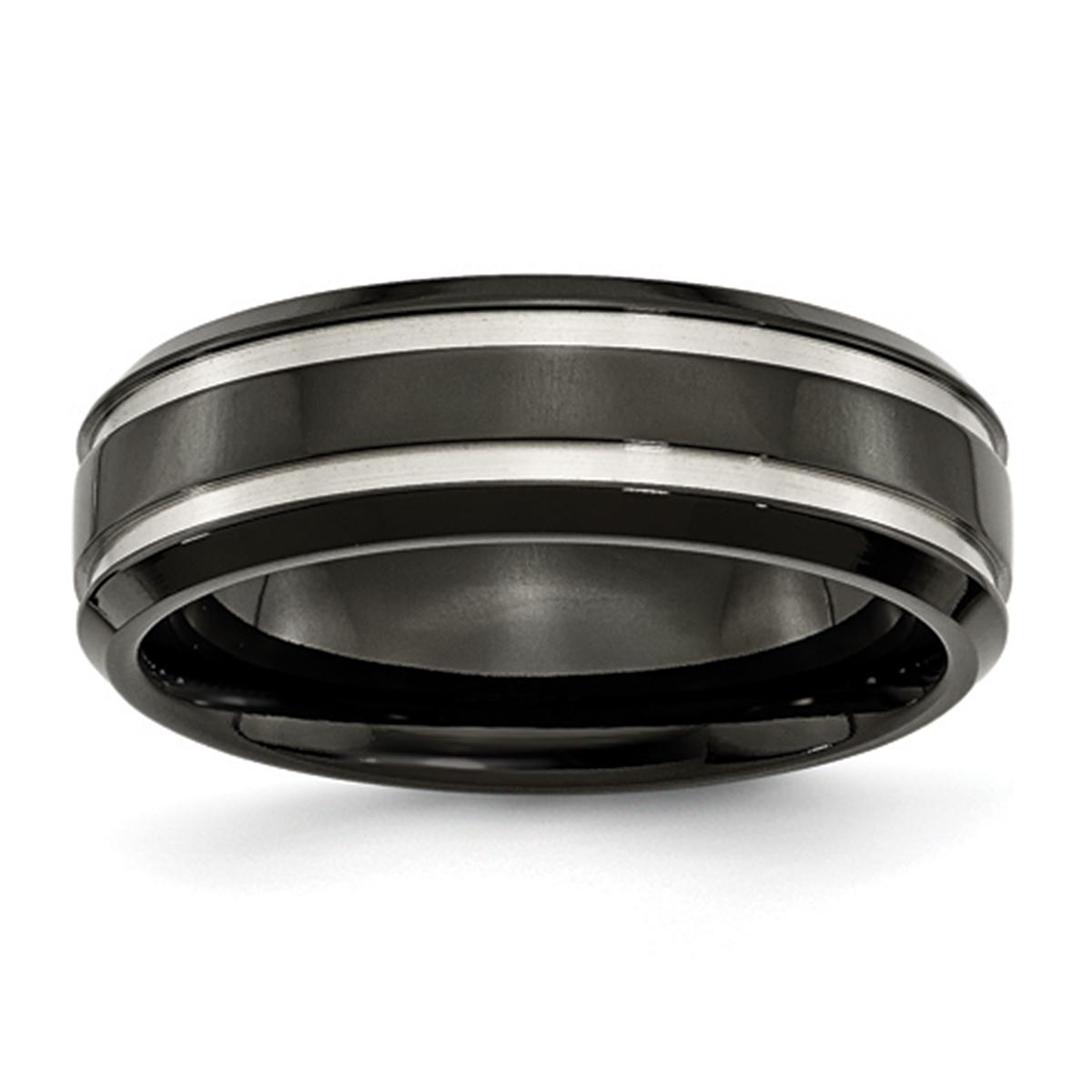 Mens Endless Affection™ Titanium 7mm Black IP-Plated...