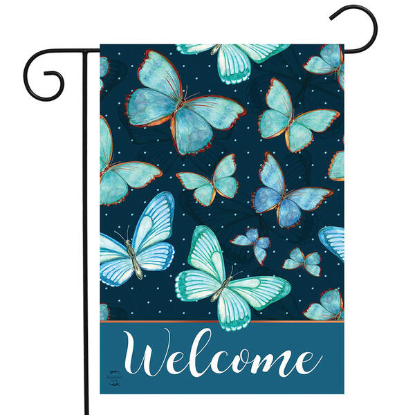 Briarwood Lane Blue Butterflies Welcome Garden Flag - image 