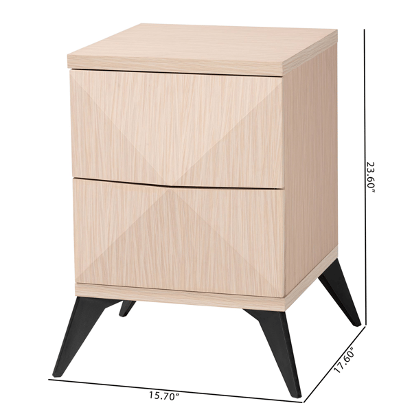 Baxton Studio Draper Mid-Century Modern 2-Drawer Nightstand