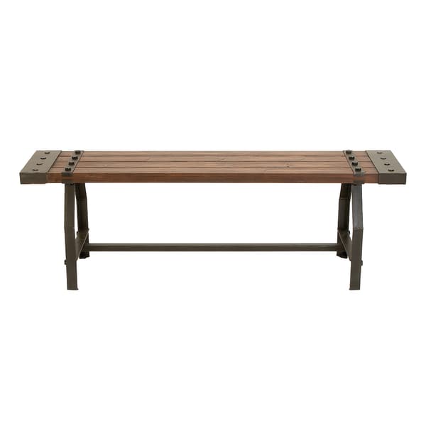 9th & Pike(R) Industrial Black Metal & Brown Wood Bench