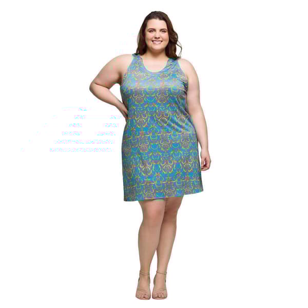 Plus Size 24/7 Comfort Apparel Teal Sleeveless Shift Dress