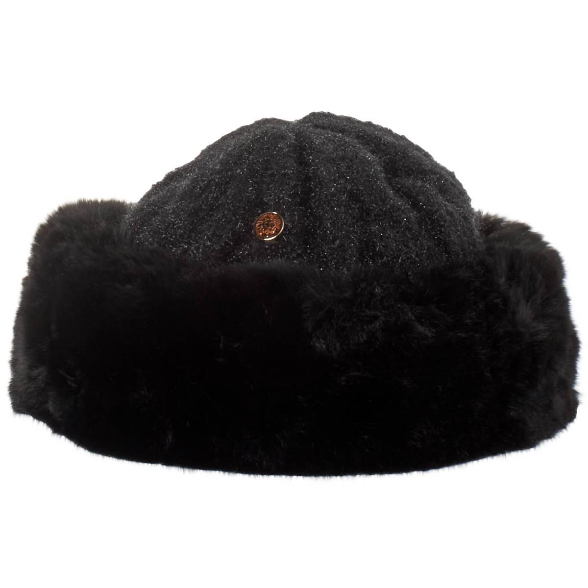 Womens Anne Klein Fur Trim Cable Cloche