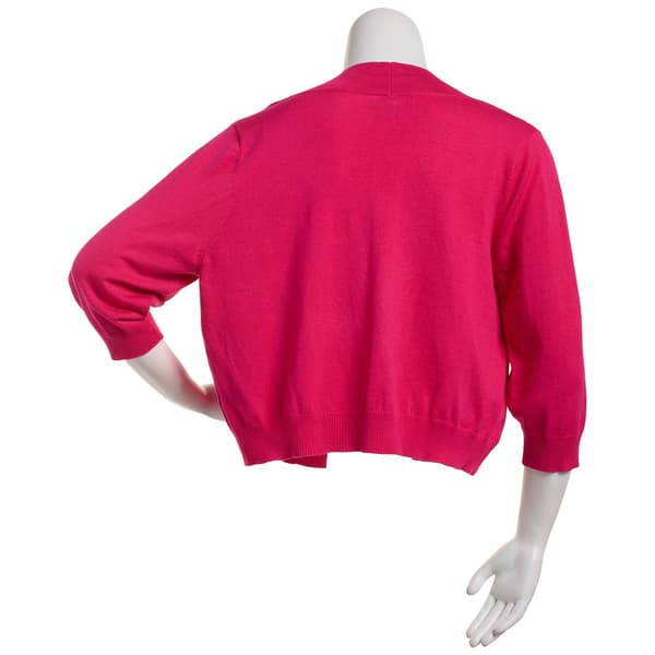 Plus Size Perceptions Solid 3/4 Sleeve Open Bolero Shrug