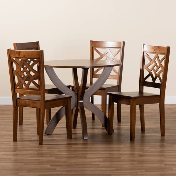 Baxton Studio Anila Walnut Brown Finished Wood 5pc. Dining Set