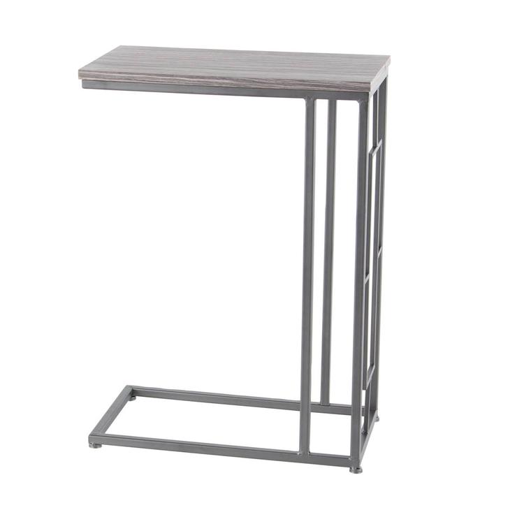 9th & Pike® Grey Metal and Wood Contemporary Accent Table
