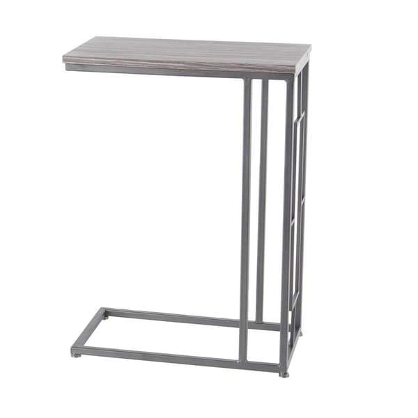 9th & Pike® Grey Metal and Wood Contemporary Accent Table