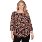 Plus Size Emaline Key Items Printed 3/4 Sleeve Boat Neck Top - image 1