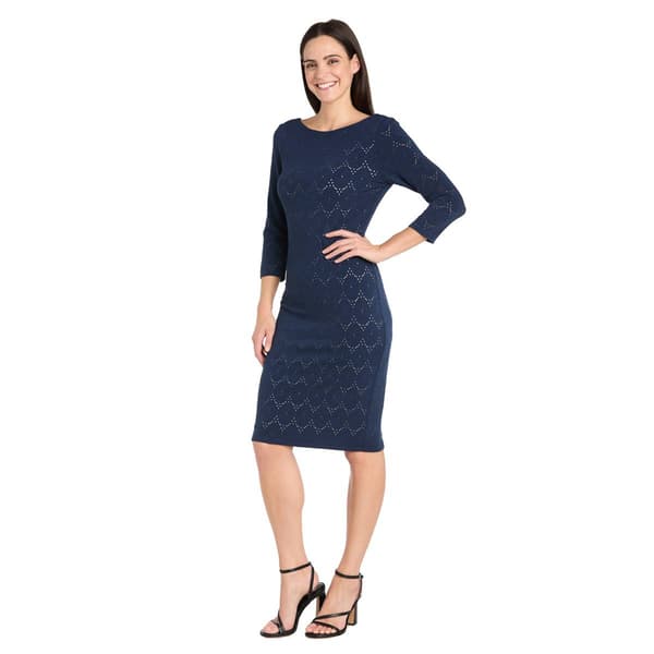Womens R&M Richards 3/4 Sleeve A-Line Illusion Dress