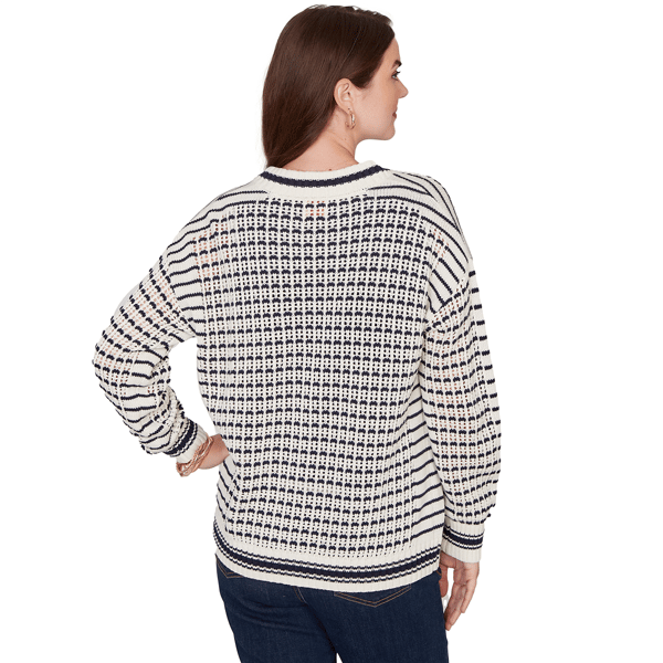 Womens Ruby Rd. Jetsetter Stripe Stitch Knit Bomber Jacket