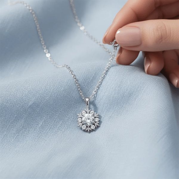 Saffron 0.5ctw. Moissanite Diamond Snowflake Pendant Necklace