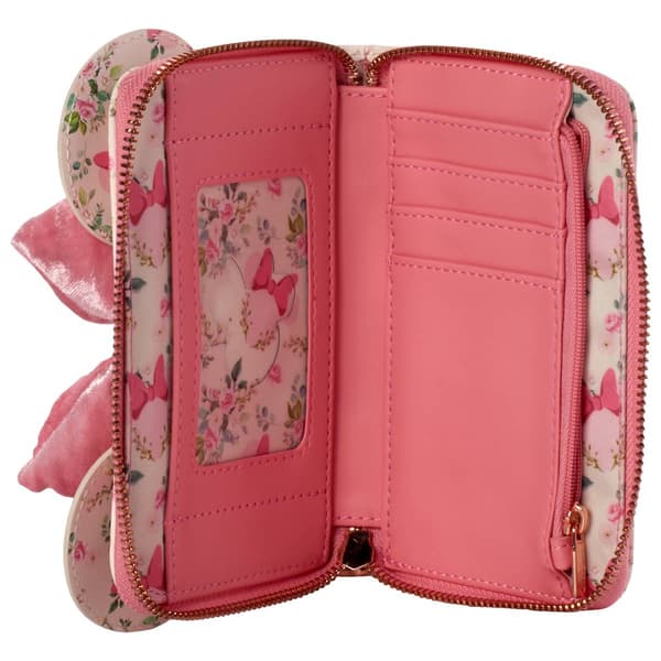 Womens Loungefly Minnie Mouse Floral Zip Around Wallet