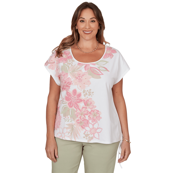 Plus Size Heart''s of Palm Bloom Service Printed Stretch Jersey T - image 