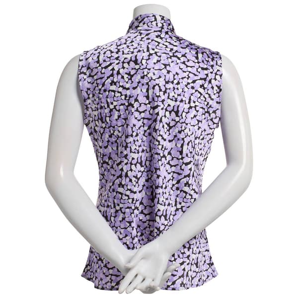 Womens Kasper Sleeveless Abstract Tie Front Blouse