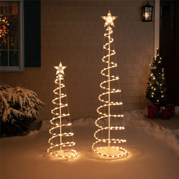 Northlight Lighted Spiral Outdoor Christmas Trees - Set of 2