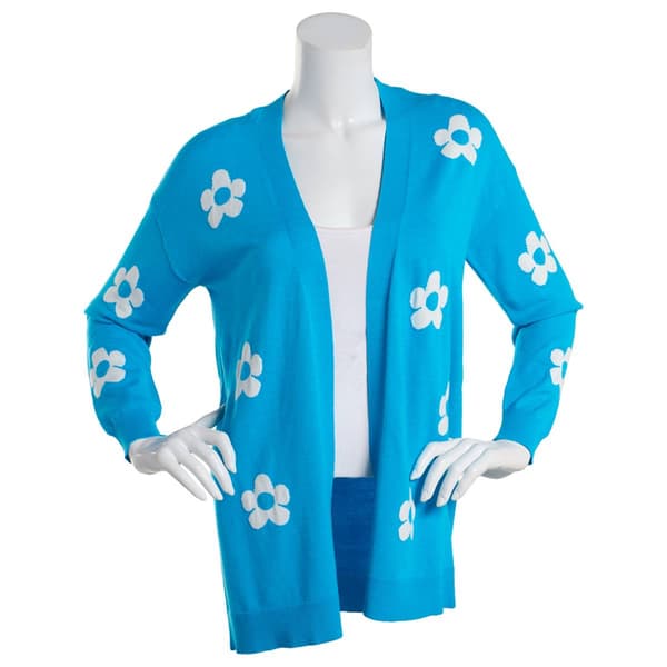 Womens Hannah & Gracie Long Sleeve Flower Cardigan - image 