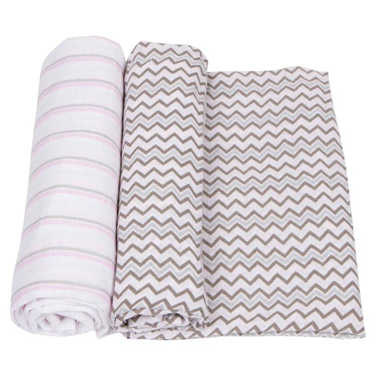 MiracleWare(R) 2pk. Pink Muslin Swaddling Blanket