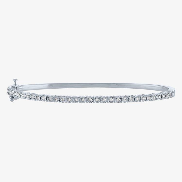 Nova Star(R) Sterling Silver Lab Grown Diamond Bangle Bracelet
