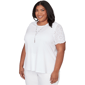 Plus Size Alfred Dunner Classics Short Eyelet Sleeve Solid Blouse - image 3