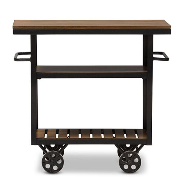 Baxton Studio Kennedy Rustic Mobile Serving Cart