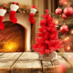 Northlight 18in. Red Pine Christmas Tree with Natural Jute Base