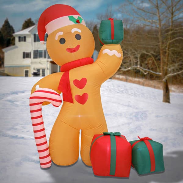National Tree 8ft. Inflatable Gingerbread Man w/ 6 LED Lights
