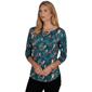 Womens Emaline Key Items 3/4 Sleeve Boat Neck All Over Owl Tee - image 3