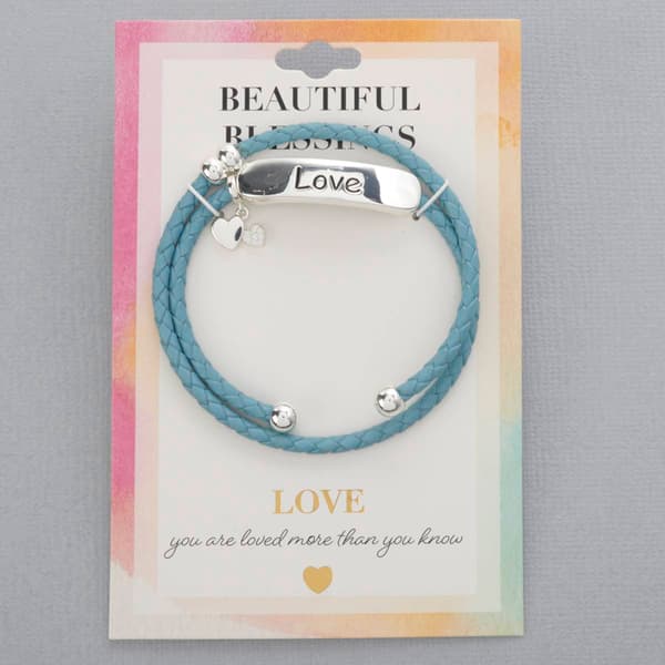 Engraved Love Turquoise Leather Coil Bracelet - image 