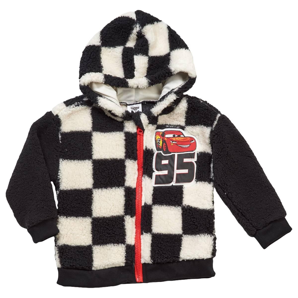 Toddler Boy Disney CARS(tm) Full-Zip Hooded Sherpa Checkered Jacket