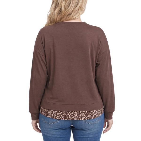 Plus Size NY Collection Long Sleeve Two in One Zebra Sweater