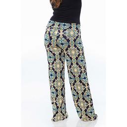 Plus Size White Mark Print Palazzo Pants - Yellow/Navy