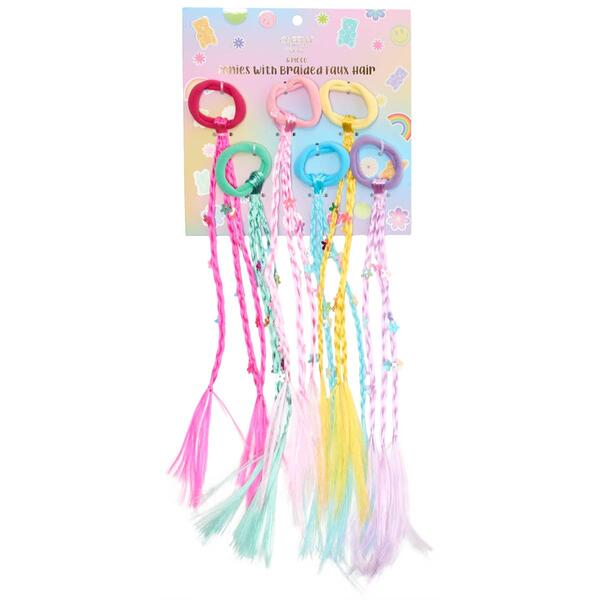 Girls Capelli&#40;R&#41; New York 6pc. Ponies with Braided Flower Faux Hair - image 