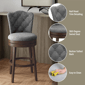 HH2 Home Edenwood Grey Bar Height Swivel Stool with Tufted Back - image 10