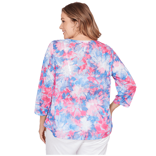 Plus Size Ruby Rd. California Dreaming Tie Dye Floral Blouse