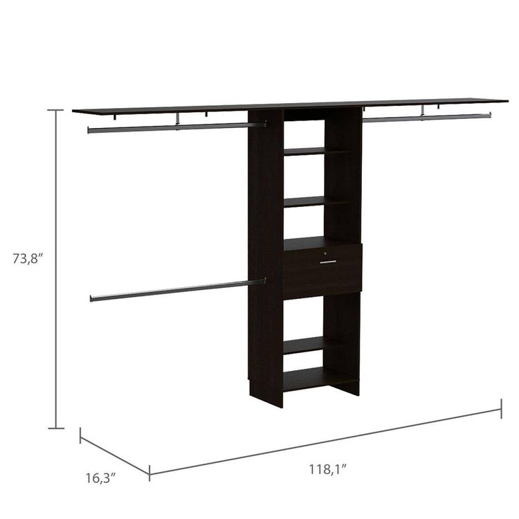 FM FURNITURE Broncos Dark Walnut 3 Drawers Closet