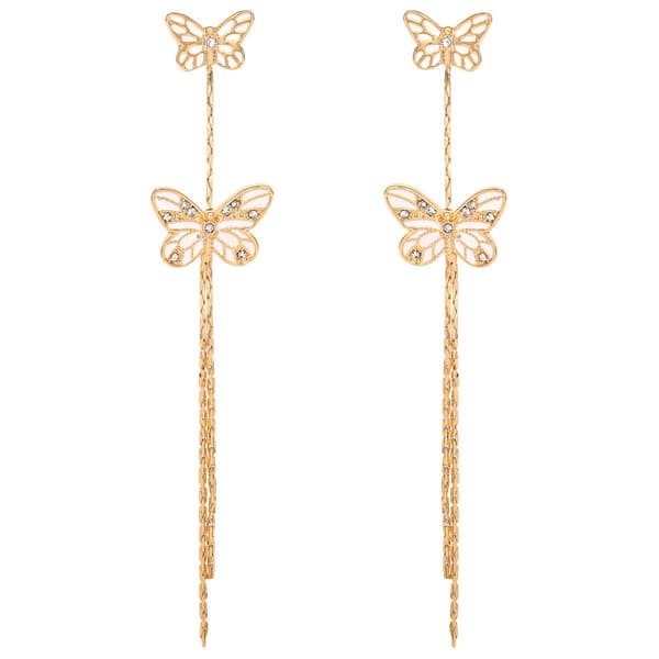 Jessica Simpson Yellow Gold Butterfly Dangle Earrings