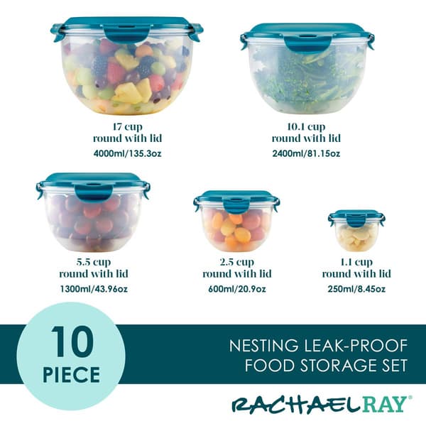 Rachael Ray 10pc. Nestable Round Food Storage Container Set